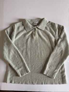 Alfred Dunner Light Sage Green Polo Knit Sweater